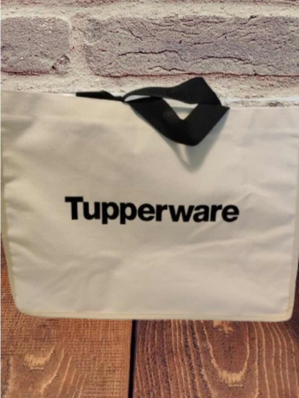 Tupperware Promotional Consultant Logo Cream Canvas Tote Bag with Black Handles!